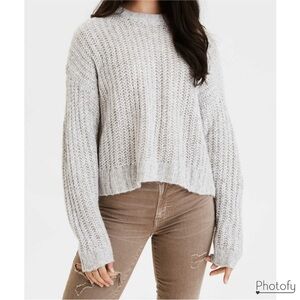 Aerie Cowl Neck Turtleneck Fuzzy Cream Sweater